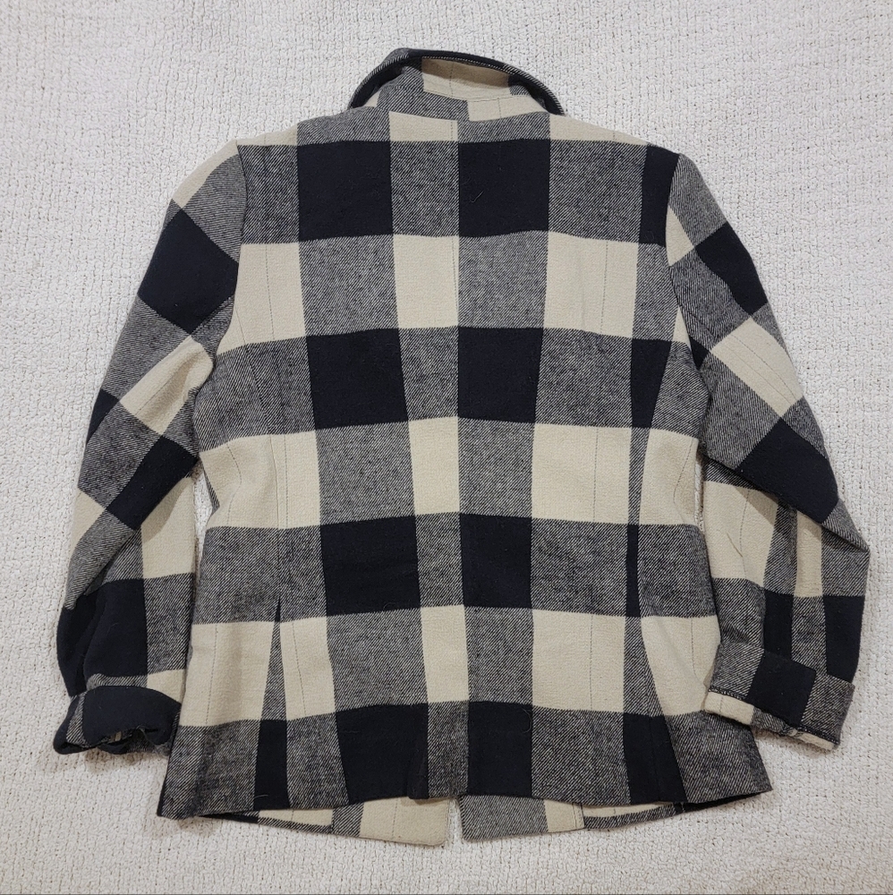 Splendid Women's Navy White Plaid Gingham Blazer Jacket Coat Warm Size Large - Picture 4 of 6